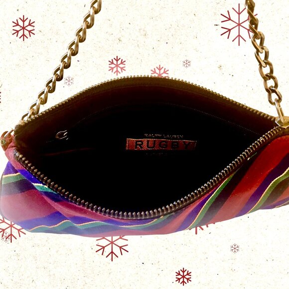 Ralph Lauren Rugby Silk Wristlet Skull & Crossbones Zipper Closure - Picture 6 of 14